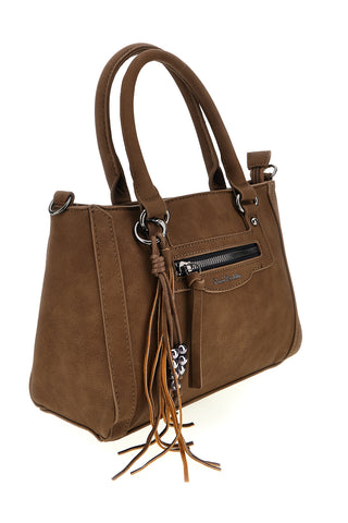 Kastanienbraune Handtasche mit Reißverschlusstasche und abnehmbarem Schulterriemen Renato Balestra 62164A/M