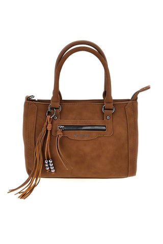 Camel-farbene Handtasche mit Reißverschlusstasche und abnehmbarem Schulterriemen von Renato Balestra 62164A/M