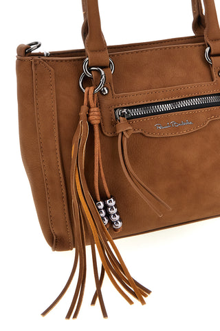 Borsa a mano camel con tasca zip e tracolla removibile Renato balestra 62164A/M
