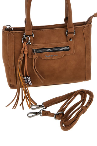 Borsa a mano camel con tasca zip e tracolla removibile Renato balestra 62164A/M