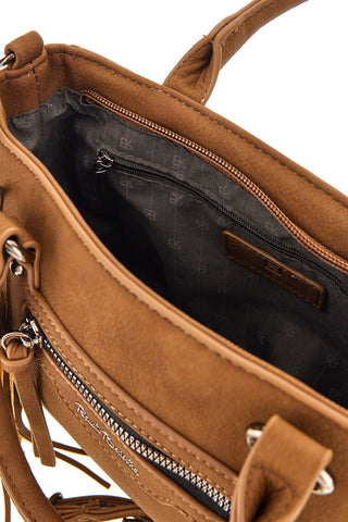 Borsa a mano camel con tasca zip e tracolla removibile Renato balestra 62164A/M