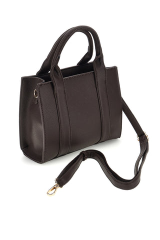 Borsa a mano piccola marrone con logo ricamato e zip Naj-oleari 62150/M
