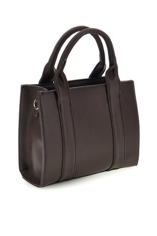 Borsa a mano piccola marrone con logo ricamato e zip Naj-oleari 62150/M