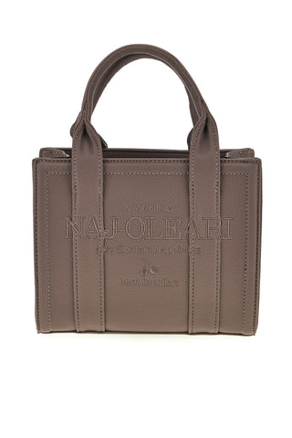 Kompakte Handtasche in Taubengrau mit zwei Henkeln und Schulterriemen von Naj-oleari 62150/M