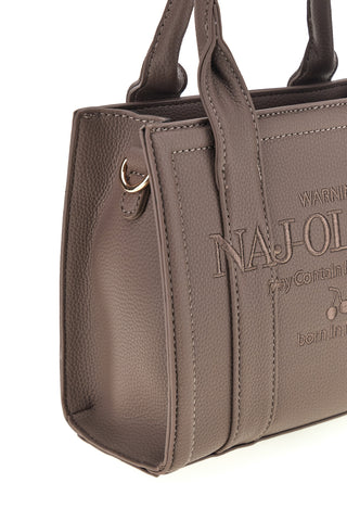 Borsa a Mano Tortora Compatta con Doppi Manici e Tracolla Naj-oleari 62150/M