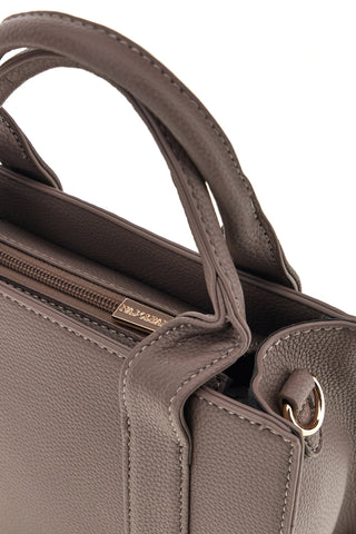 Borsa a Mano Tortora Compatta con Doppi Manici e Tracolla Naj-oleari 62150/M