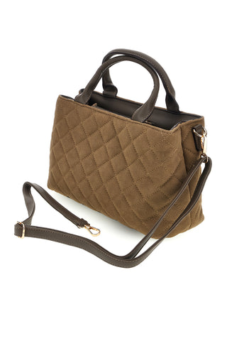 Borsa a mano trapuntata tabacco con lucchetto decorativo Guido vietri K30,389,B004