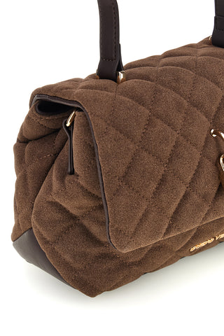 Braune, gesteppte Handtasche mit Klappe und Zierverschluss von Guido Vietri, K30,389,B047