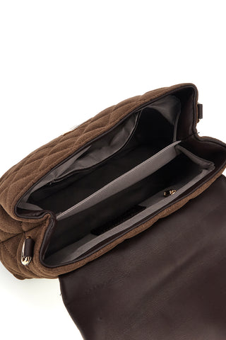 Braune, gesteppte Handtasche mit Klappe und Zierverschluss von Guido Vietri, K30,389,B047