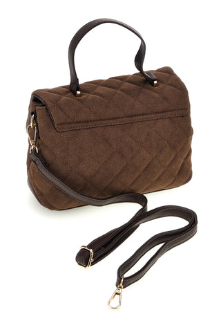 Braune, gesteppte Handtasche mit Klappe und Zierverschluss von Guido Vietri, K30,389,B047