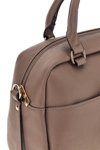 Bauletto tortora con tasche frontali e placca logo dorata Guido vietri K30,377,B020