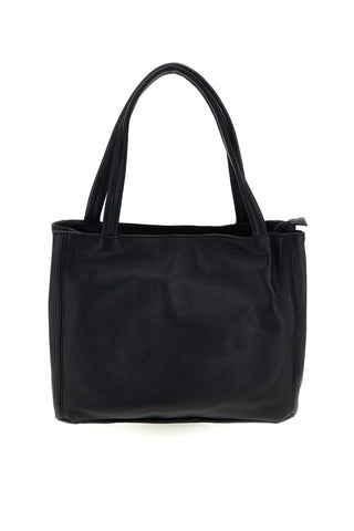 Schwarze Tasche aus echtem Leder mit zwei Tragegriffen – New Bag 022