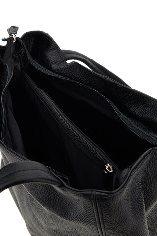 Schwarze Tasche aus echtem Leder mit zwei Tragegriffen – New Bag 022