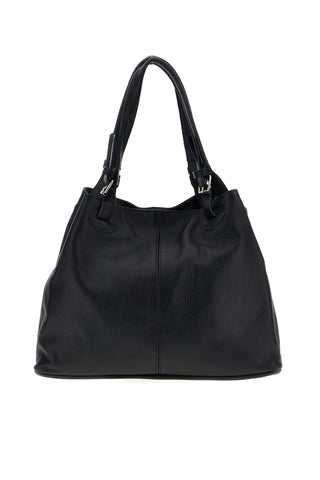 Schwarze Tasche aus echtem Leder mit Clip „New Bag 021“