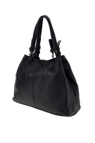 Schwarze Tasche aus echtem Leder mit Clip „New Bag 021“