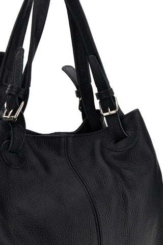 Schwarze Tasche aus echtem Leder mit Clip „New Bag 021“