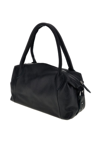 Schwarze Tasche aus echtem Leder mit Schulterriemen „New Bag 029“