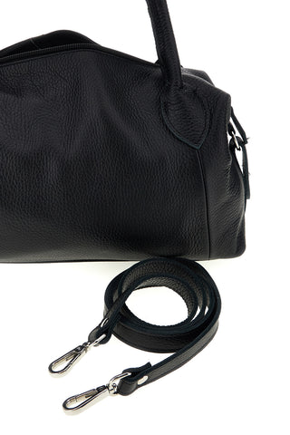 Schwarze Tasche aus echtem Leder mit Schulterriemen „New Bag 029“