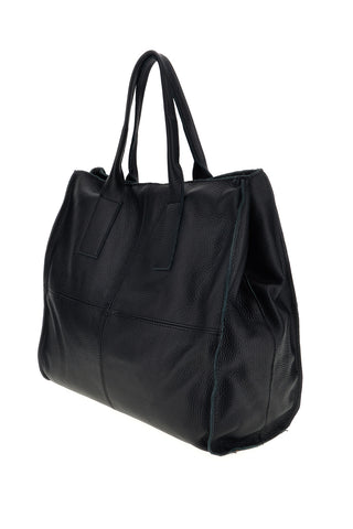 Schwarze Tasche aus echtem Leder mit Schulterriemen „New Bag 024“