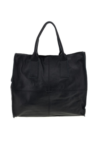 Schwarze Tasche aus echtem Leder mit Schulterriemen „New Bag 024“