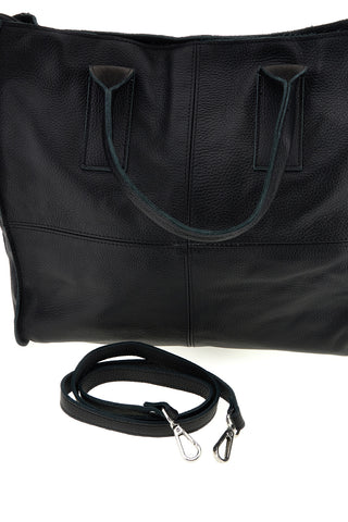 Schwarze Tasche aus echtem Leder mit Schulterriemen „New Bag 024“