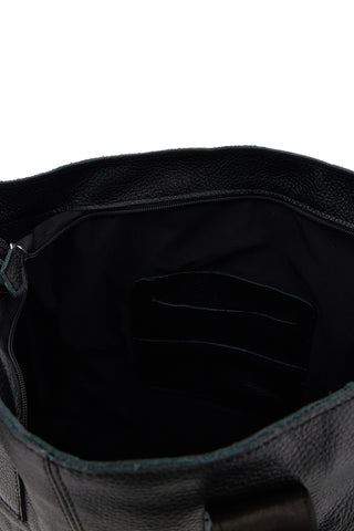 Schwarze Tasche aus echtem Leder mit Schulterriemen „New Bag 024“