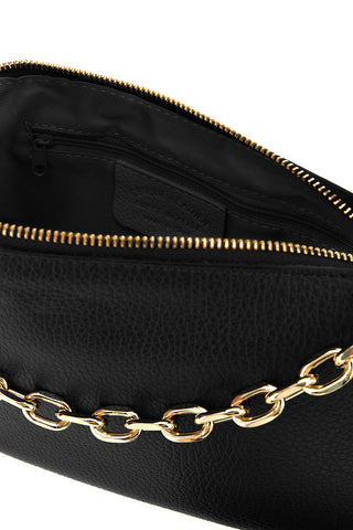 Schwarze Ledertasche mit Kette „New Bag 008“