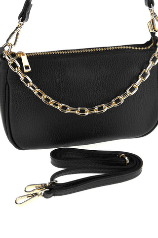 Schwarze Ledertasche mit Kette „New Bag 008“