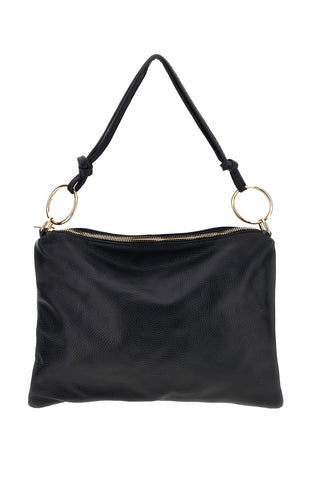 Schwarze Tasche aus echtem Leder mit Schulterriemen „New Bag 340“