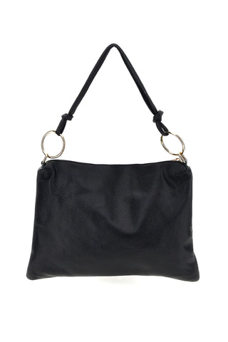 Schwarze Tasche aus echtem Leder mit Schulterriemen „New Bag 340“