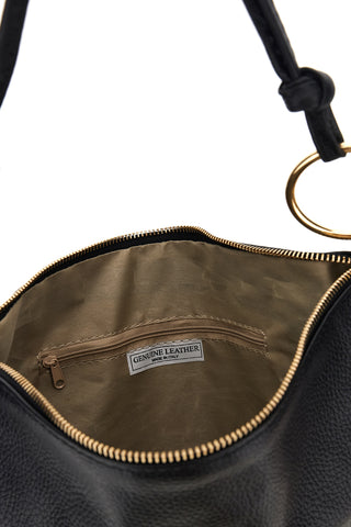 Schwarze Tasche aus echtem Leder mit Schulterriemen „New Bag 340“