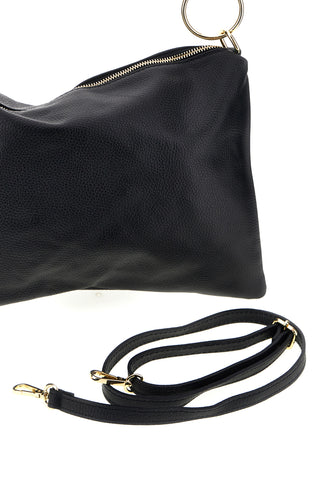 Schwarze Tasche aus echtem Leder mit Schulterriemen „New Bag 340“