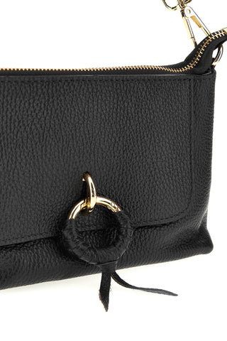 Schwarze Tasche aus echtem Leder mit Schulterriemen „New Bag 277“