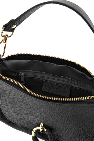 Schwarze Tasche aus echtem Leder mit Schulterriemen „New Bag 277“