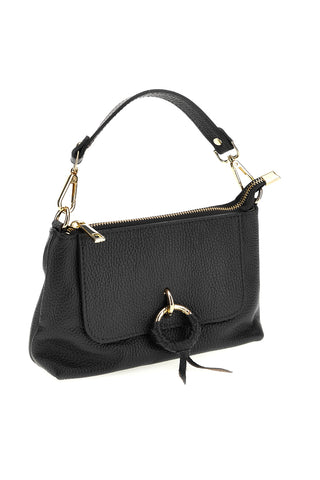 Schwarze Tasche aus echtem Leder mit Schulterriemen „New Bag 277“