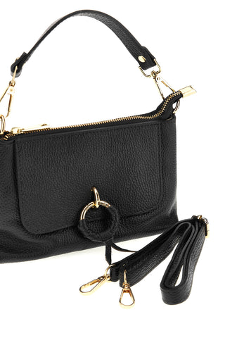 Schwarze Tasche aus echtem Leder mit Schulterriemen „New Bag 277“