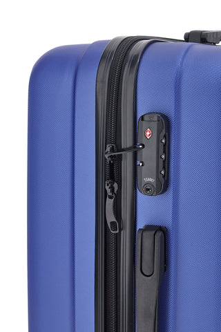 Indigeno Metropolitano 149/G Mittelgroßer blauer Hartschalentrolley mit multidirektionalen Rädern