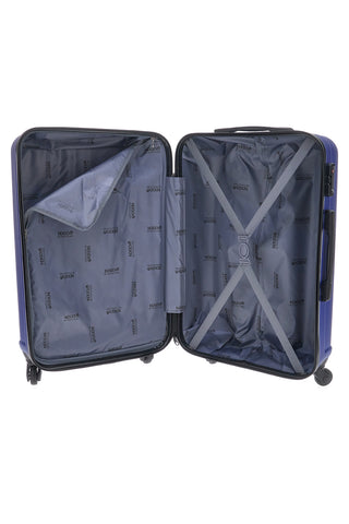 Indigeno Metropolitano 149/G Mittelgroßer blauer Hartschalentrolley mit multidirektionalen Rädern