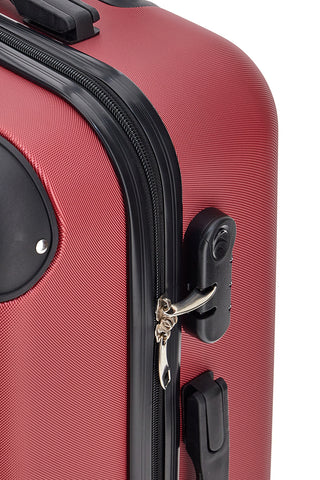 Mittelgroßer burgunderfarbener Hartschalentrolley mit Zahlenschloss Prima Riga 163/M