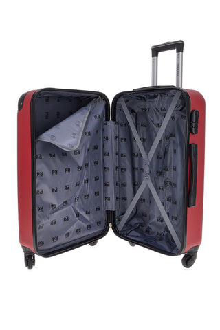 Mittelgroßer burgunderfarbener Hartschalentrolley mit Zahlenschloss Prima Riga 163/M