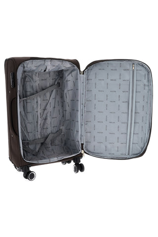 Valigia trolley piccola marrone con ruote girevoli Mrzm DH SOFT P