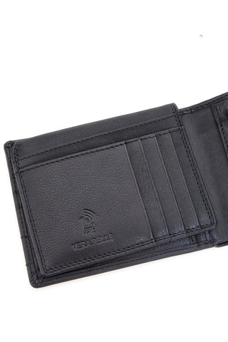 Schwarze Geldbörse aus echtem Leder mit RFID-Schutz Lancetti LL25W-768-04