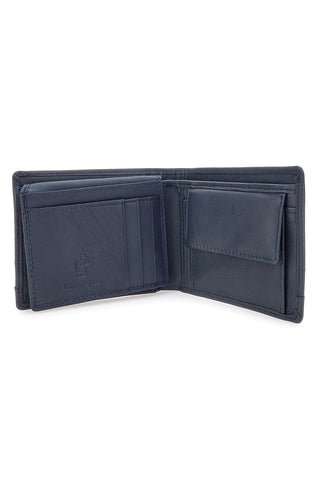 Blaue Geldbörse aus echtem Leder mit RFID-Schutz Lancetti LL25W-768-44