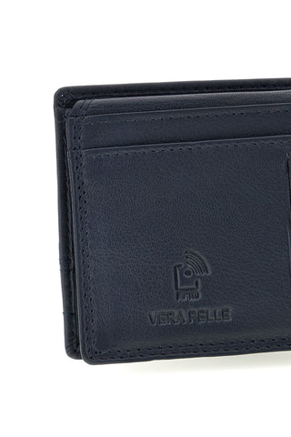 Marineblaue Leder Geldbörse mit Logo Enrico coveri EC26S-762-44