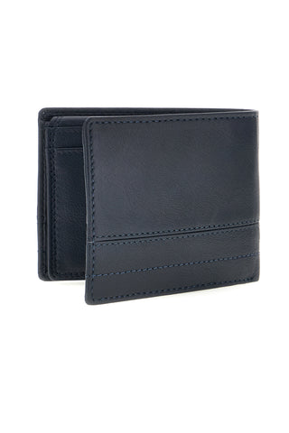 Marineblaue Leder Geldbörse mit Logo Enrico coveri EC26S-762-44