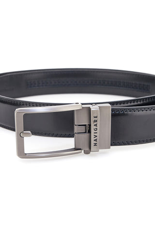 Navigare A3878-35 schwarzer Ledergürtel mit Metallschnalle