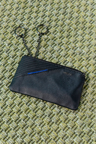 Portamonete nero in vera pelle con doppia zip Navigare PF881-16