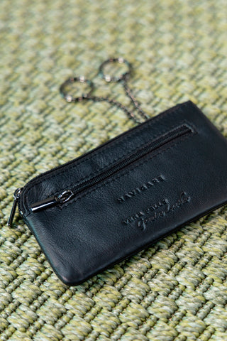 Portamonete nero in vera pelle con doppia zip Navigare PF881-16