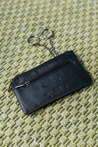 Portamonete nero in vera pelle con doppia zip Navigare PF881-16