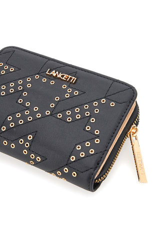 Schwarze Geldbörse mit goldenen Lanzettendetails Norvil 508-84